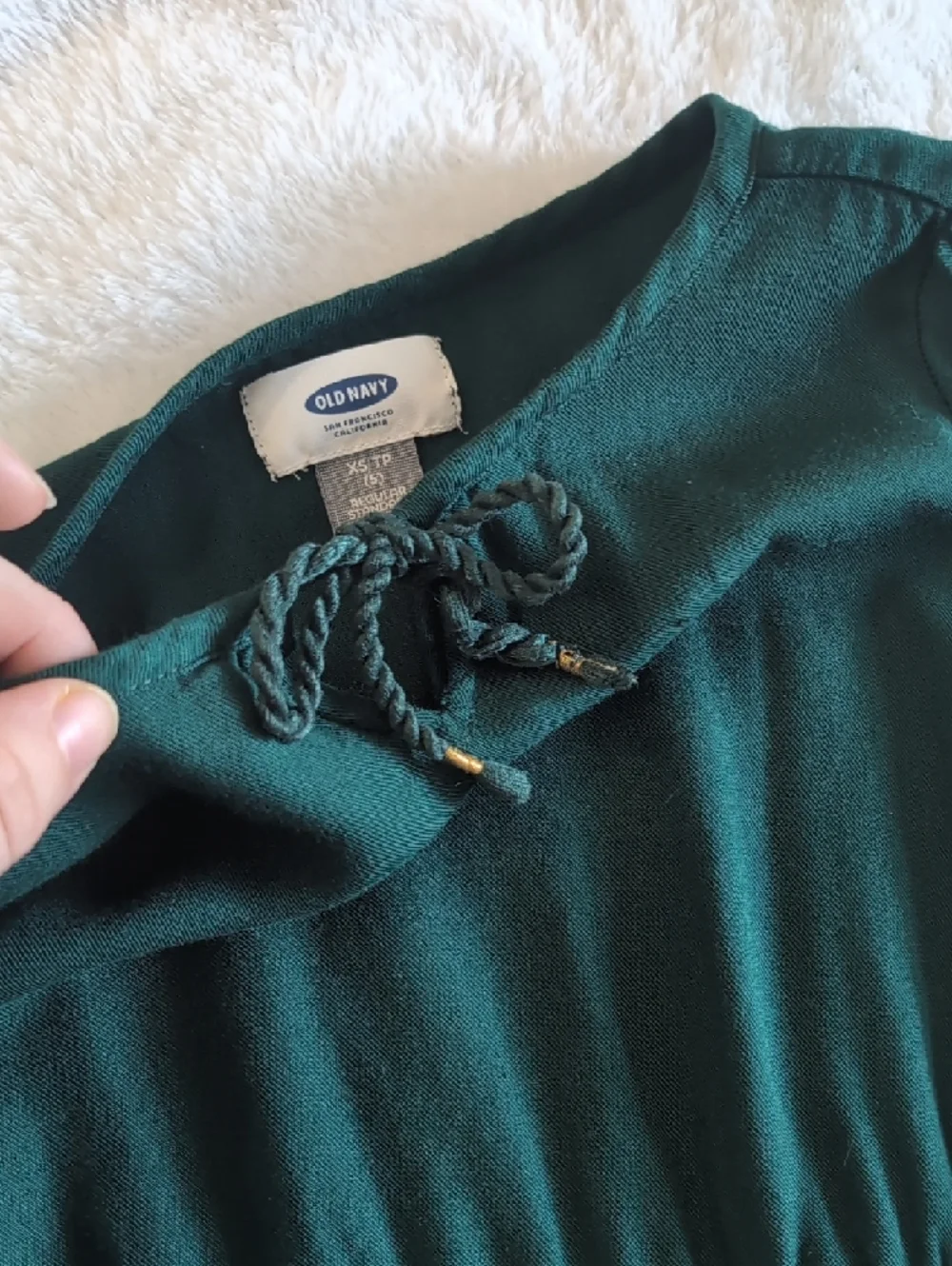 Embroidered Sleeve Dark Green Girls' Casual Dress - Picture 2 of 5